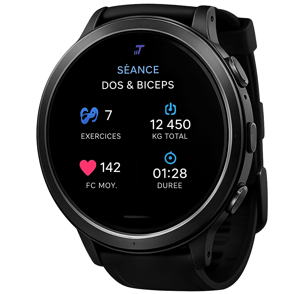 Traknio sur montre connectée avec interface sport