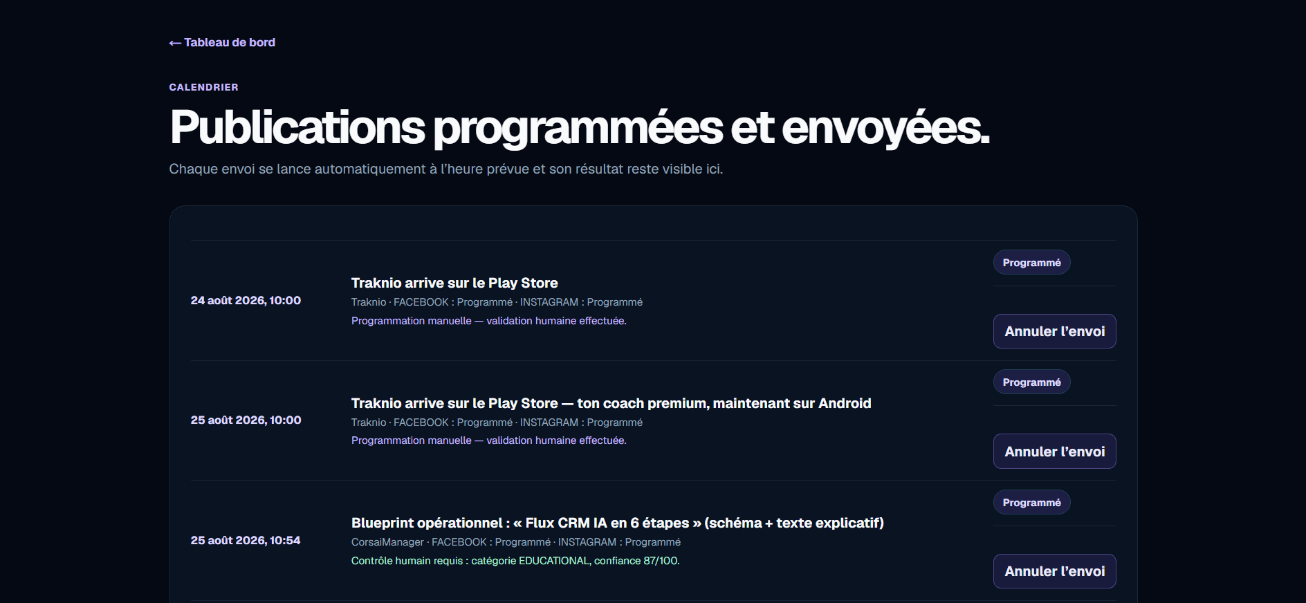 Calendrier des publications Community AI