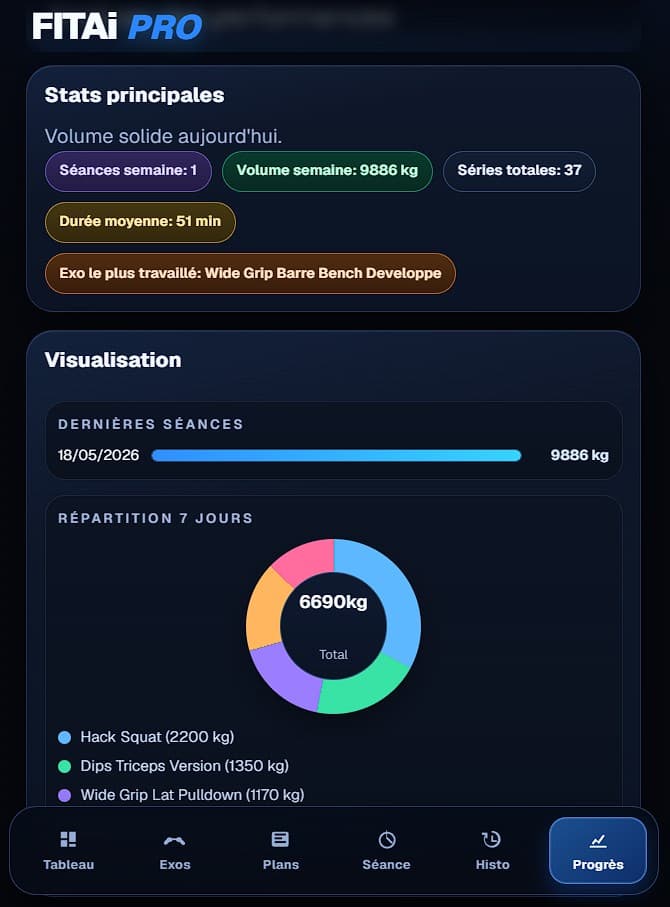 Interface mobile FitAI Pro